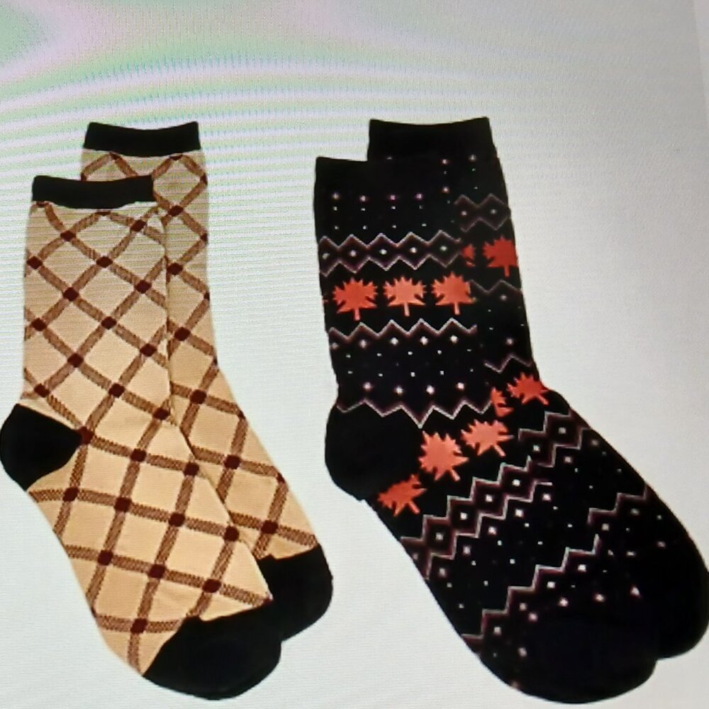 Compliments Women's 3 pack Crew Socks Fall Theme - Picture 3 of 6